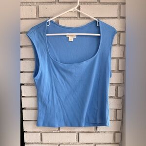 Anthropologie Maeve Blue Ribbed Knit Tank  Size Large Scoop Neck Stretch Casual